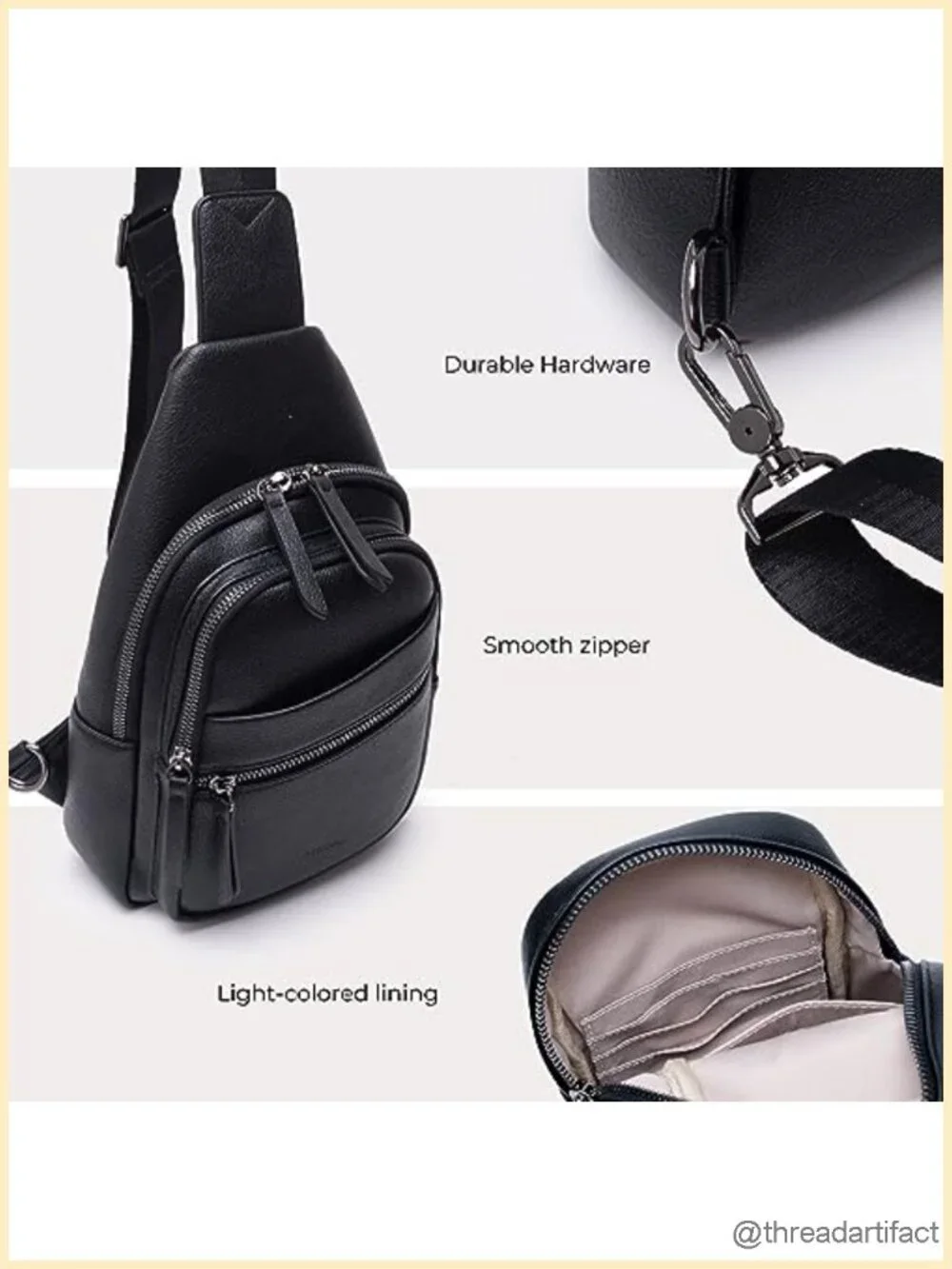 Large Vegan Leather Sling Bag Crossbody Purse Fashionable Chest Bag Travel
